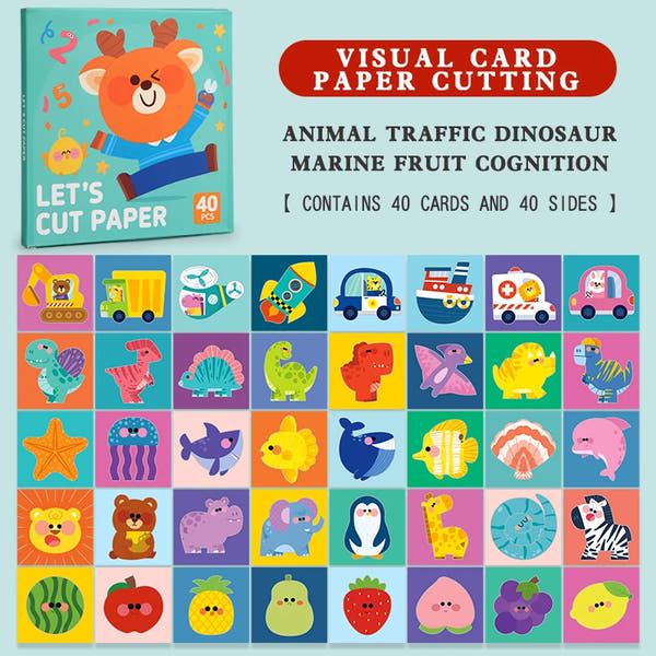 Children Craft Cartoon Animal Origami Paper Cutting Book