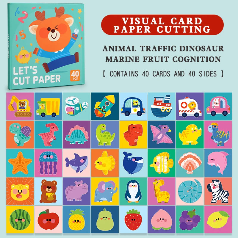 Children Craft Cartoon Animal Origami Paper Cutting Book