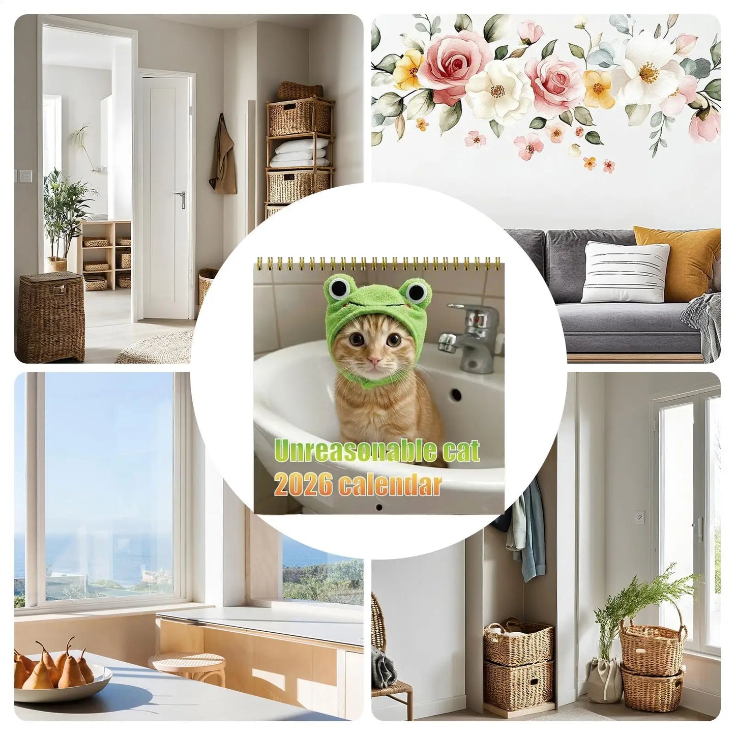 Funny Calendar Cat 12-Month Calendar 2026 Wall Monthly Planner
