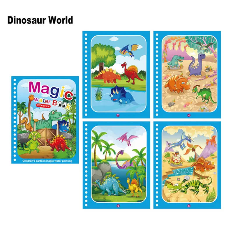 Cartoon Magic Water Painting Coloring Book With Pen