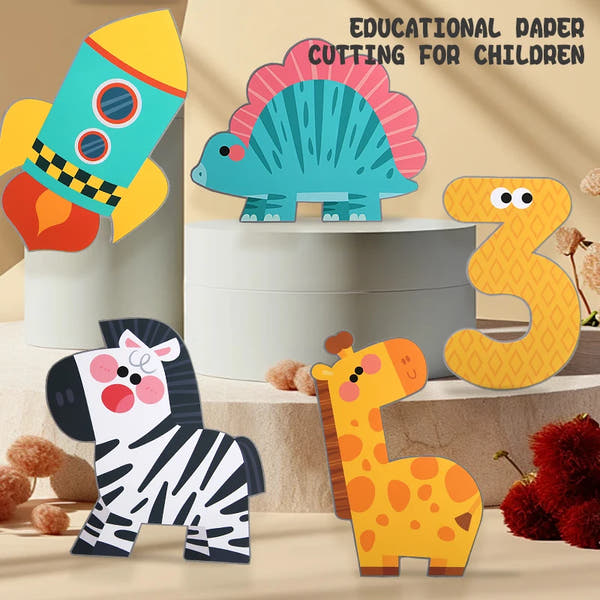 Children Craft Cartoon Animal Origami Paper Cutting Book