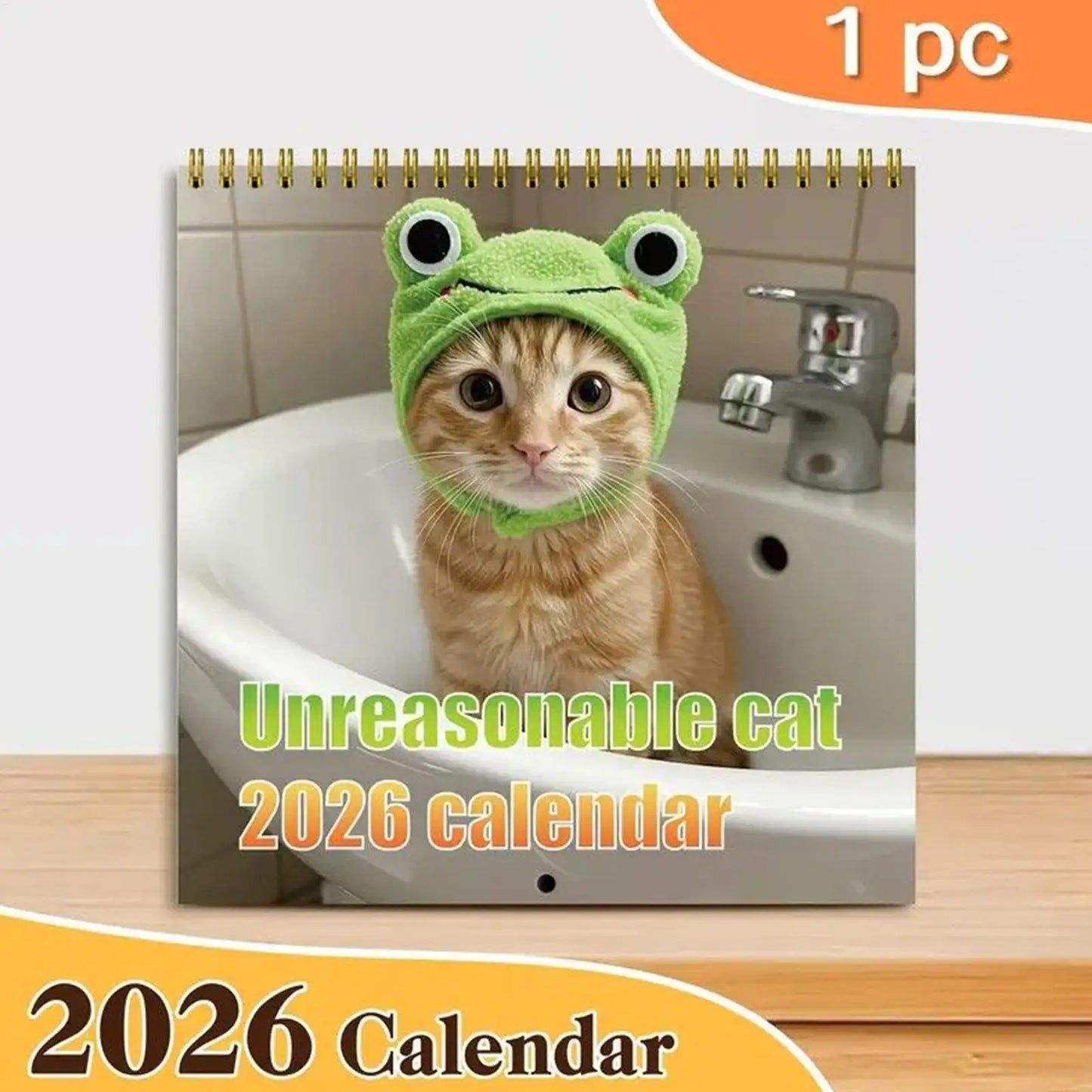 Funny Calendar Cat 12-Month Calendar 2026 Wall Monthly Planner