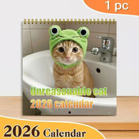 Funny Calendar Cat 12-Month Calendar 2026 Wall Monthly Planner