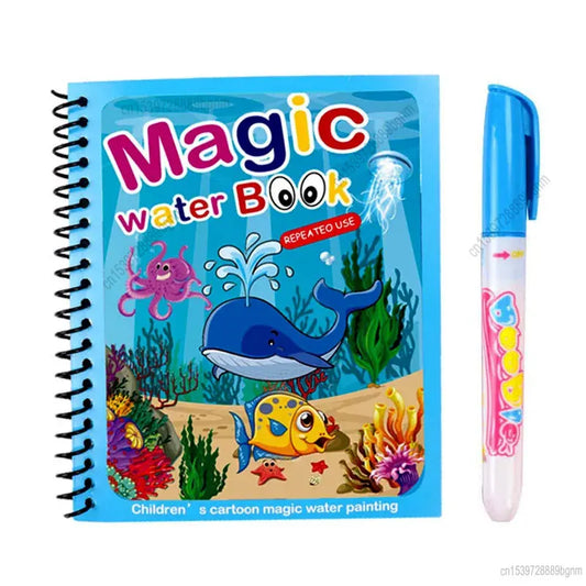 Cartoon Magic Water Painting Coloring Book With Pen