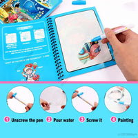 Cartoon Magic Water Painting Coloring Book With Pen