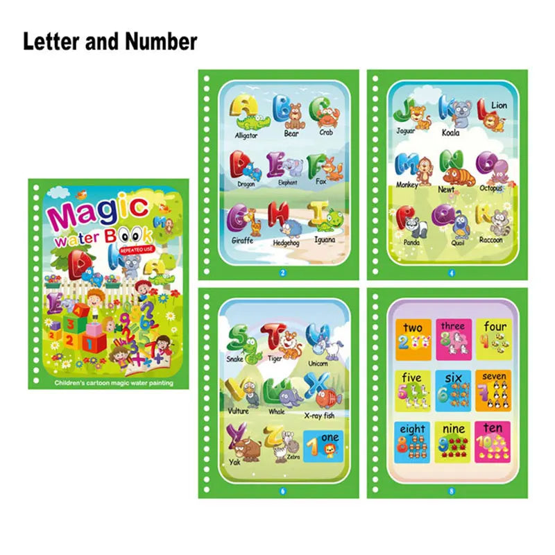 Cartoon Magic Water Painting Coloring Book With Pen