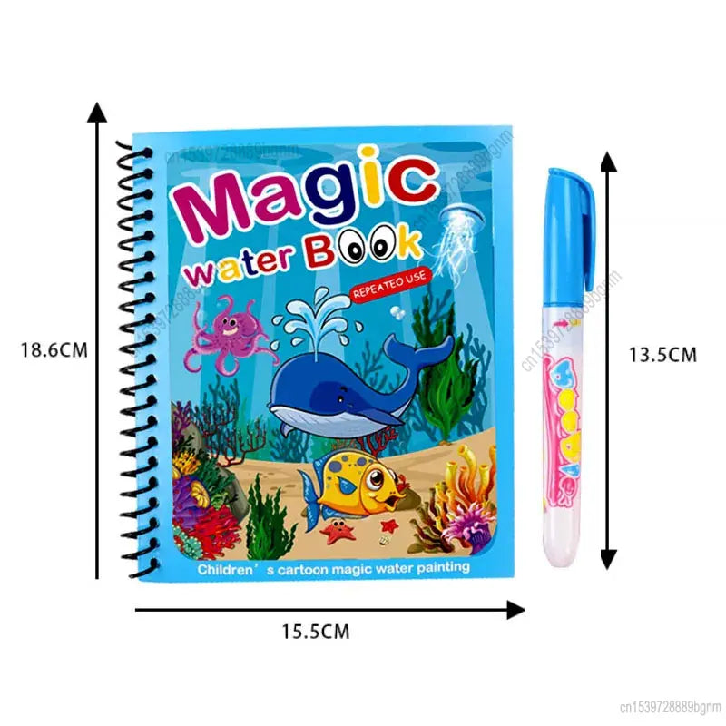 Cartoon Magic Water Painting Coloring Book With Pen