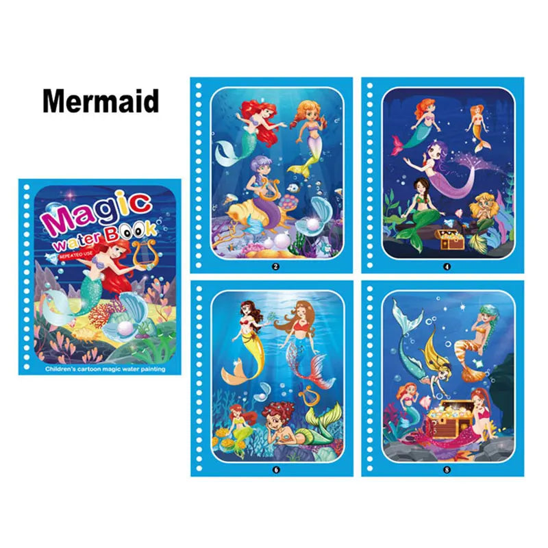 Cartoon Magic Water Painting Coloring Book With Pen