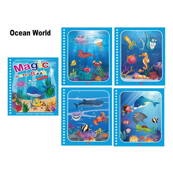 Cartoon Magic Water Painting Coloring Book With Pen