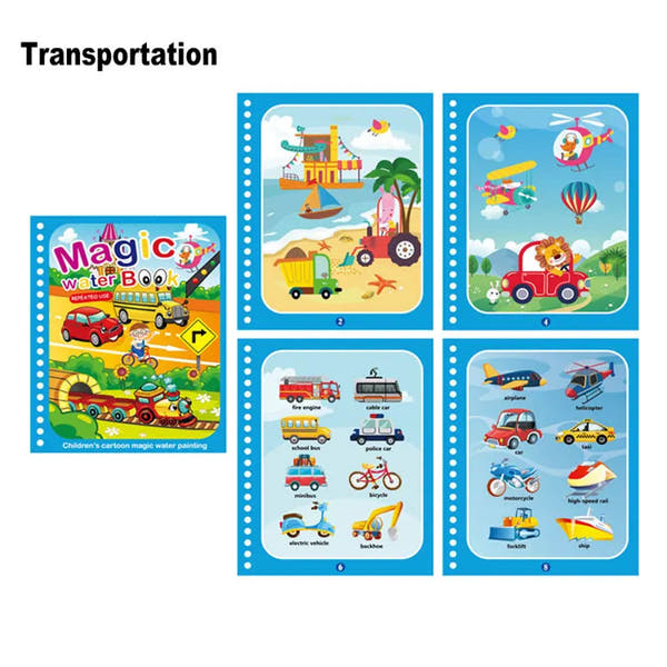 Cartoon Magic Water Painting Coloring Book With Pen