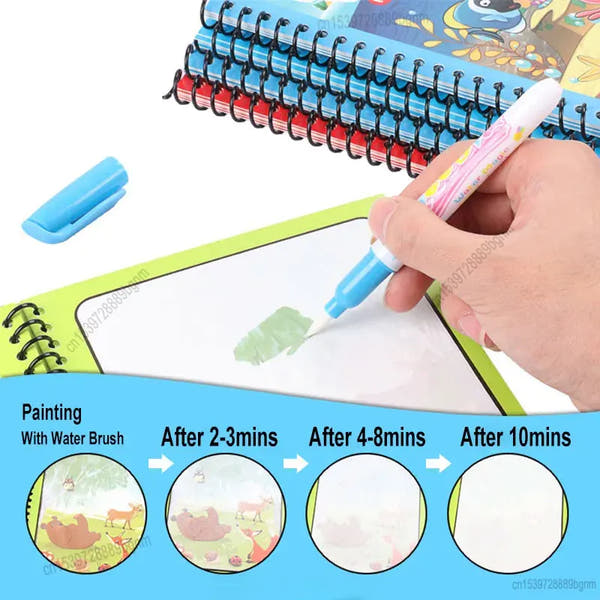 Cartoon Magic Water Painting Coloring Book With Pen
