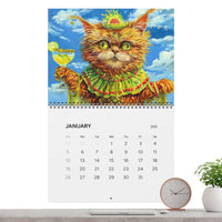 Cats Wall Calendar 2026 Cute Drunk Cat Cartoon