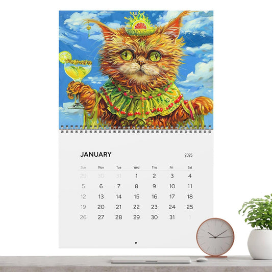 Cats Wall Calendar 2026 Cute Drunk Cat Cartoon