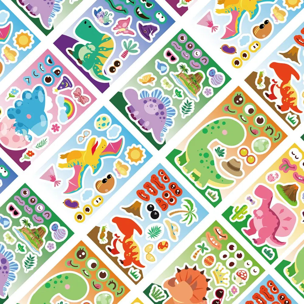 8-24Sheets Dinosaur Series Cartoon Fun Puzzle DIY stickers